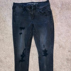 Black American Eagle distressed skinny jeans